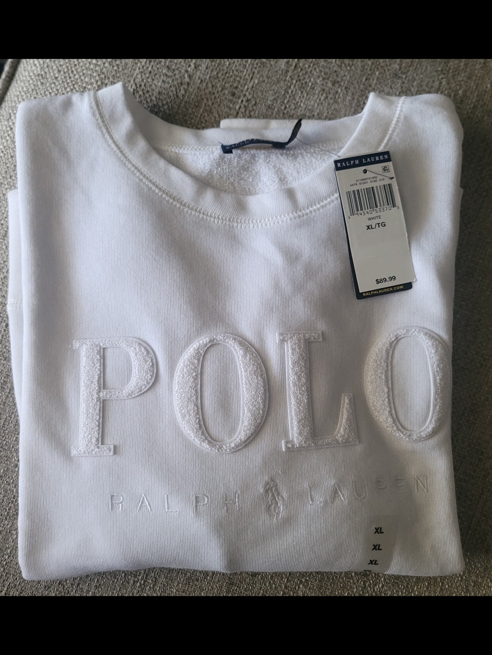 Ralph Lauren POLO White 2pc Fleece Sweatshirt/Shorts Set - Picture 2 of 5